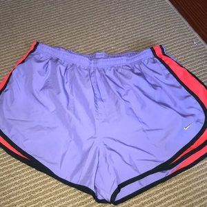 Purple and orange Nike shorts